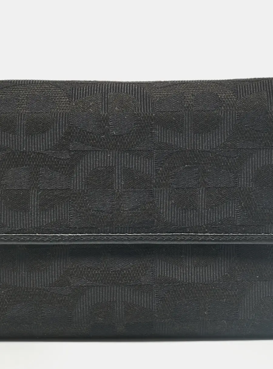 Aigner Black Monogram Fabric and Leather Trifold Wallet