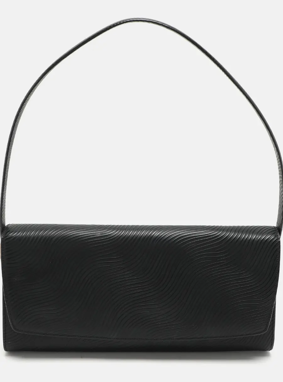 Aigner Black Textured Leather Flap Shoulder Bag