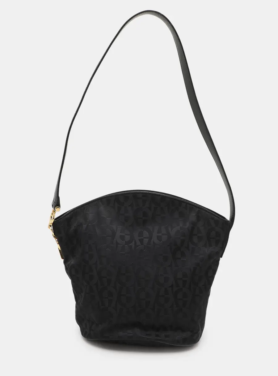Aigner Black Signature Canvas And Leather Shoulder Bag