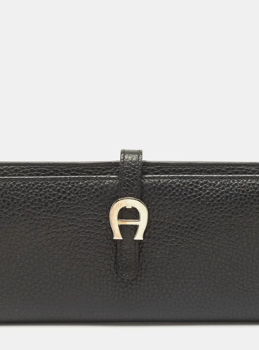 Aigner Black Leather Cybill Banknote Continental Wallet