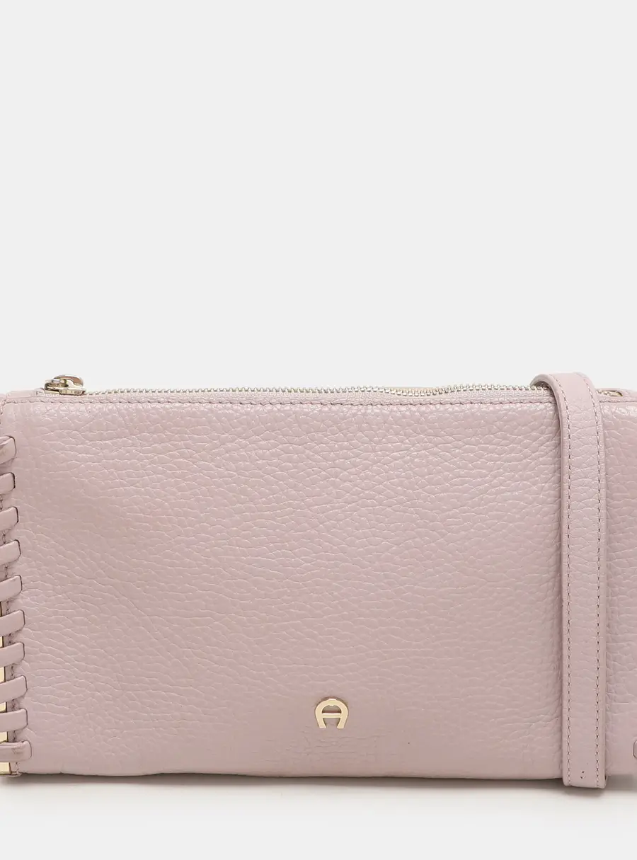 Aigner Lilac Leather Top Zip Shoulder Bag
