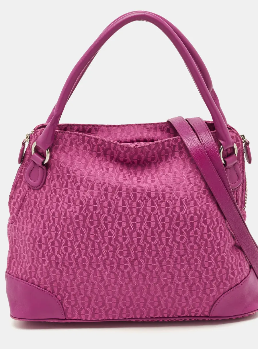 Aigner Pink Canvas and Leather Tote Bag