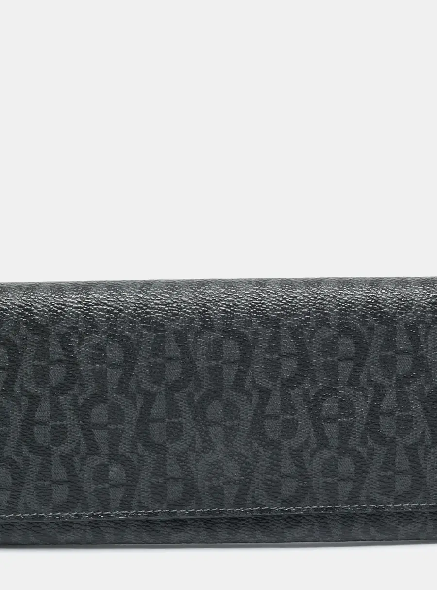Aigner Black Signature Coated Canvas Flap Continental Wallet
