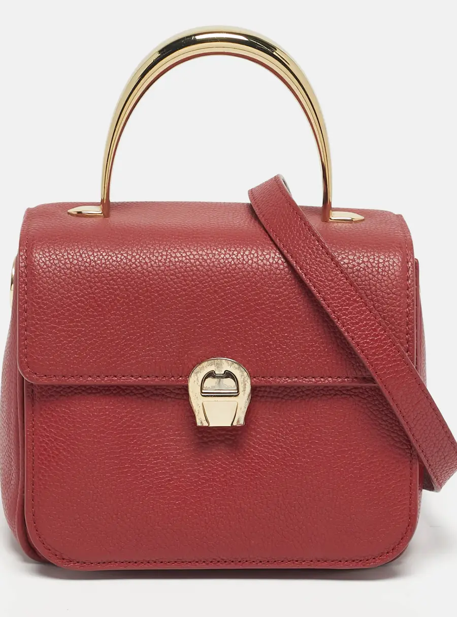 Aigner Genoveva Red Leather Top Handle Bags