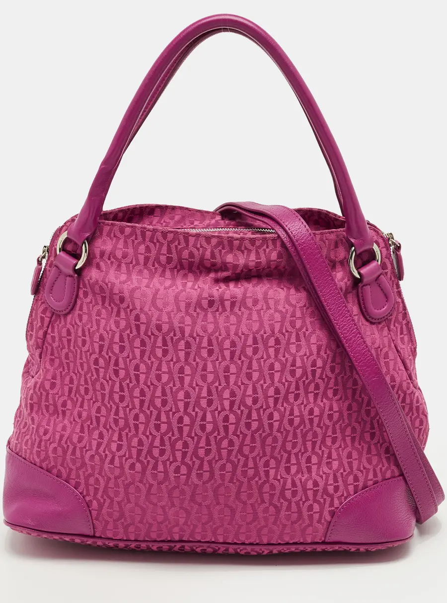 Aigner Pink Leather and Nylon Tote Bag
