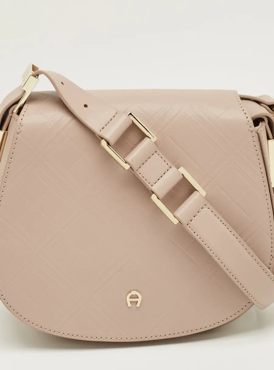Aigner Vittoria Old Rose Embossed Leather Shoulder Bag