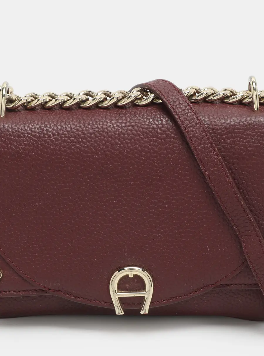 Aigner Diadora Mini Burgundy Leather Crossbody Bag