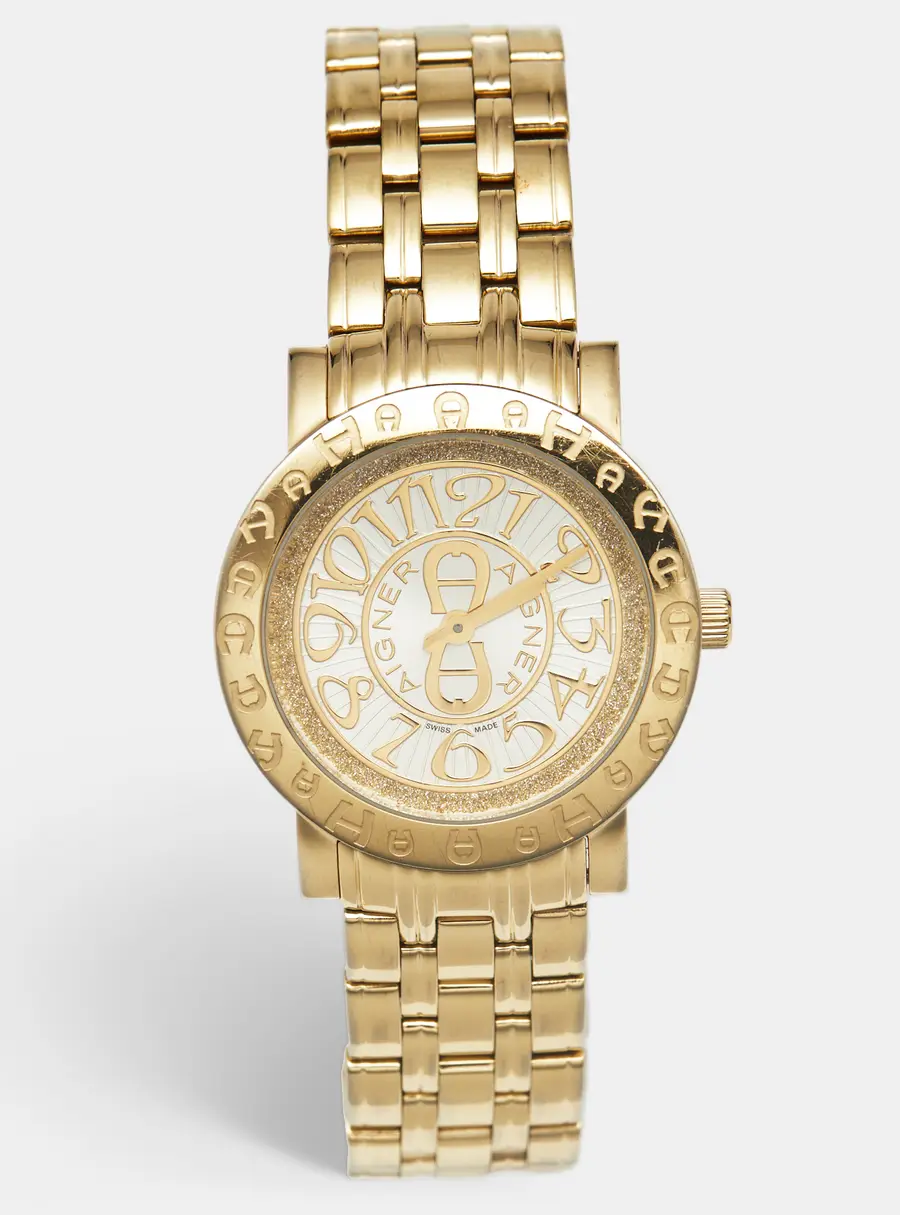 Aigner Cortina A26300 Champagne Dial Yellow Gold Plated Stainless Steel Women's Wristwatch 36 mm