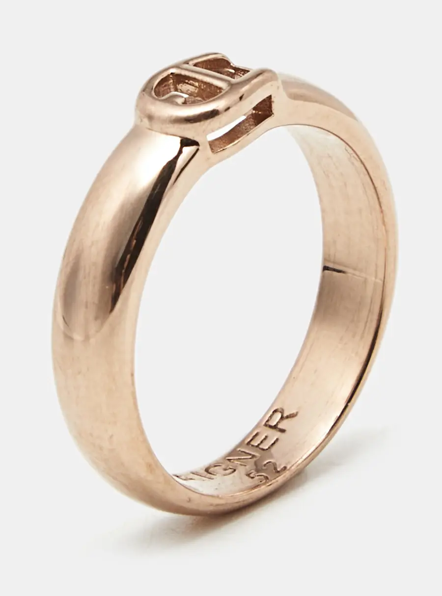 Aigner Logo Rose Gold Tone Ring Size 52