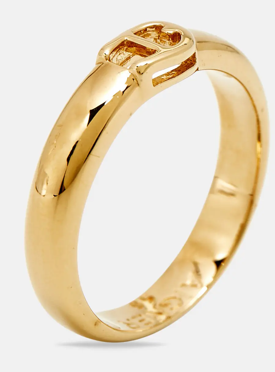 Aigner Logo Gold Tone Ring Size 56