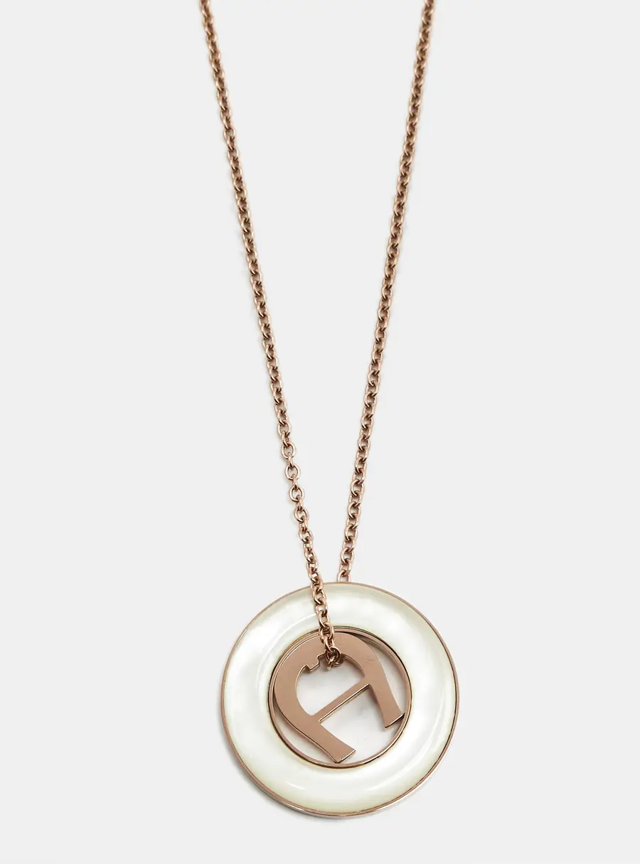 Aigner Logo Composite Rose Gold Tone Necklace