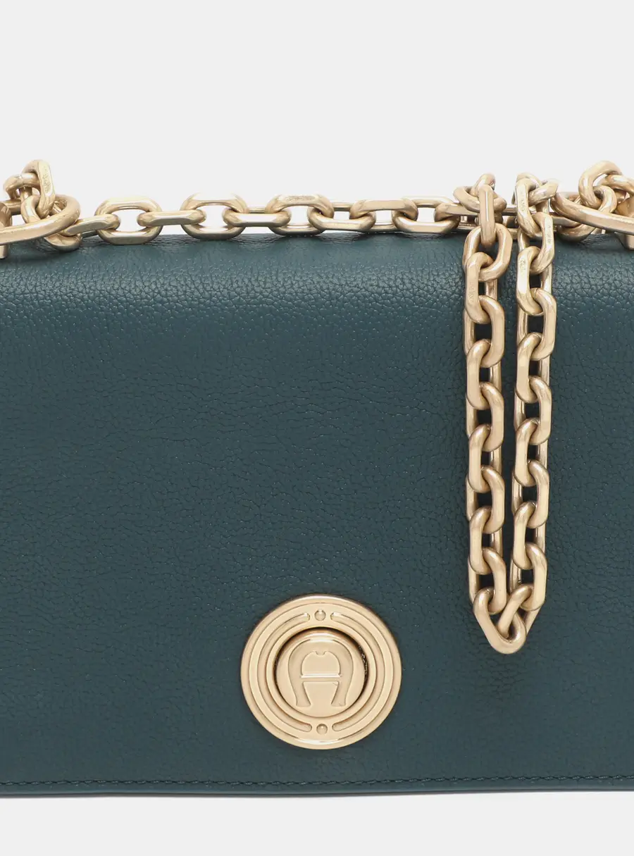 Aigner Leeloo Green Leather Shoulder Bag