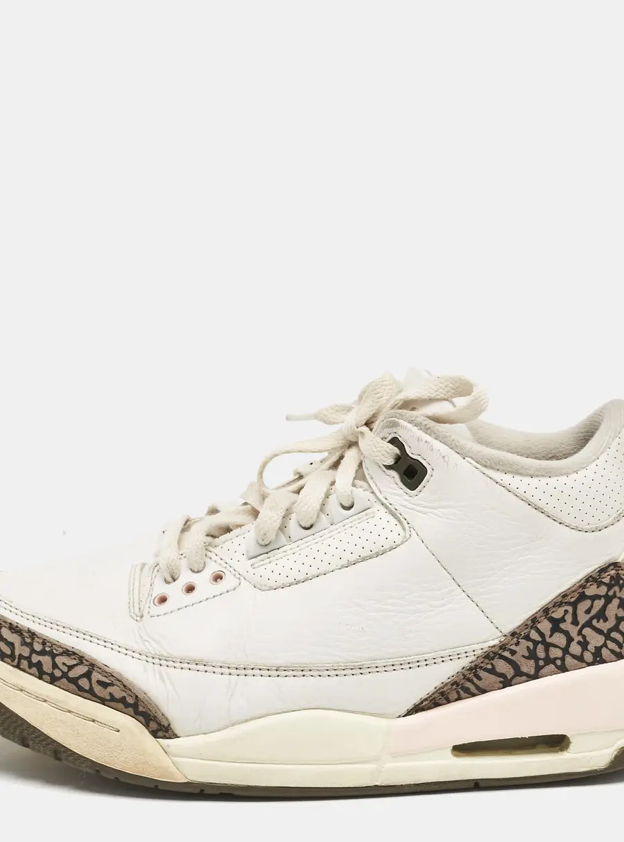 Air Jordan White Leather Jordan 3 Retro Neapolitan Dark Mocha Sneakers Size 41