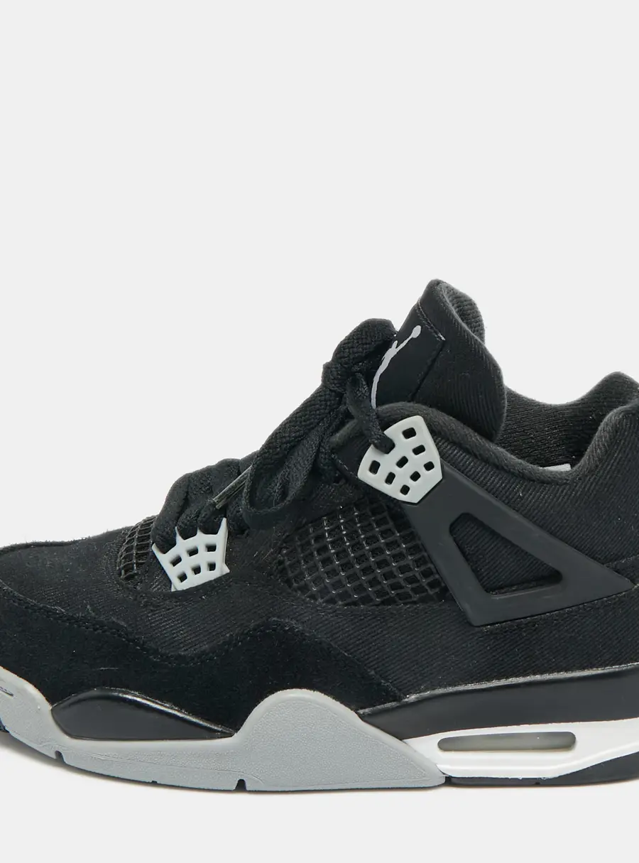 Air Jordans Black Denim and Rubber Jordan 4 High Top Sneakers Size 38