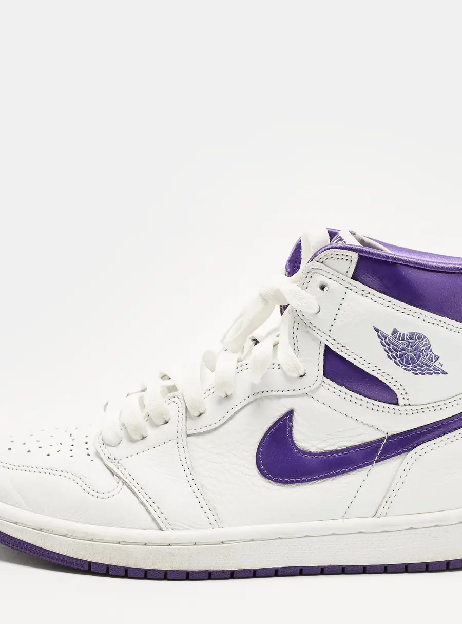 Air Jordans Jordan 1 Retro Court Purple Size 38.5 White/Purple Leather High Top Sneakers