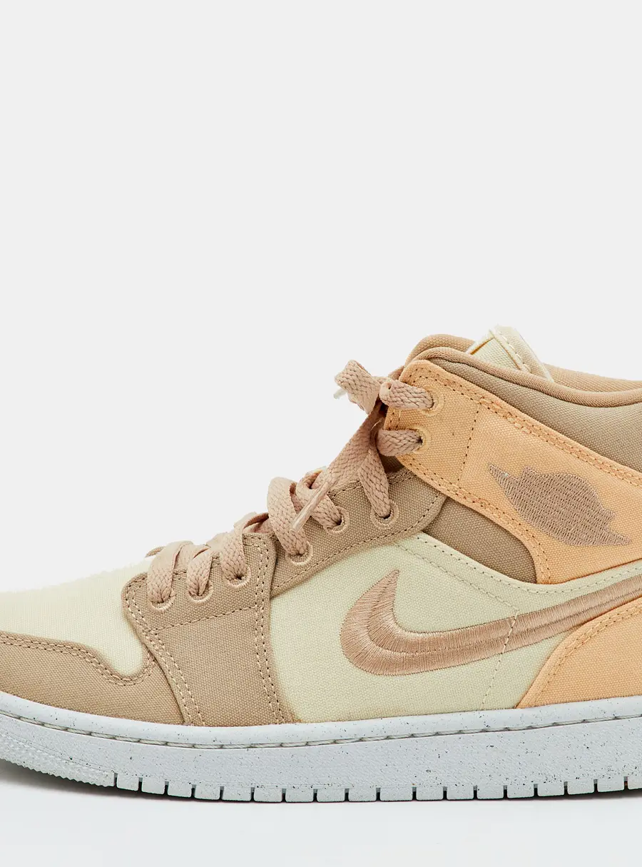 Air Jordans Jordan 1 Mid Canvas Khaki Size 38.5 Multicolor Canvas Mid Top Sneakers