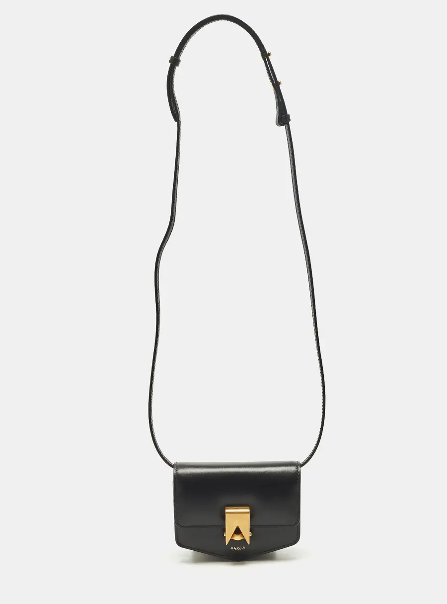 Alaia Le Papa Mini Black Leather Crossbody Bag