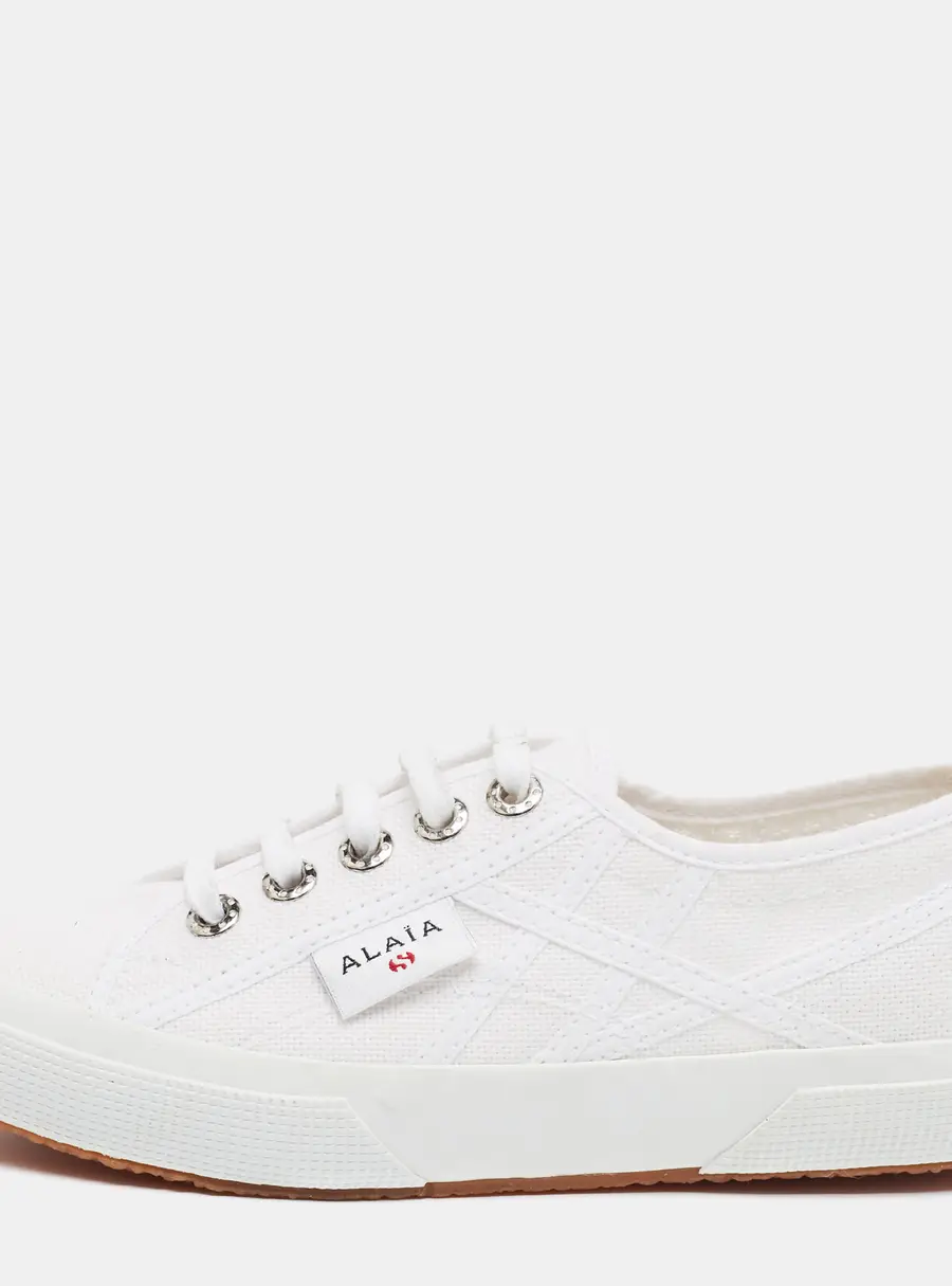 Alaia Superga Size 37 White Canvas Low Top Sneakers