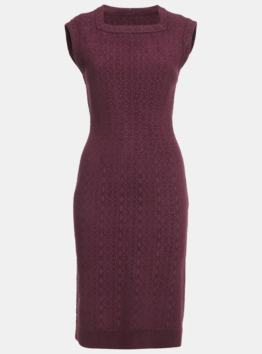 Alaia Burgundy Jacquard Knit Sleeveless L