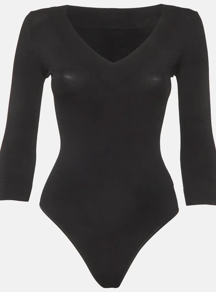 Alaia Black Jersey V-Neck Bodycon S