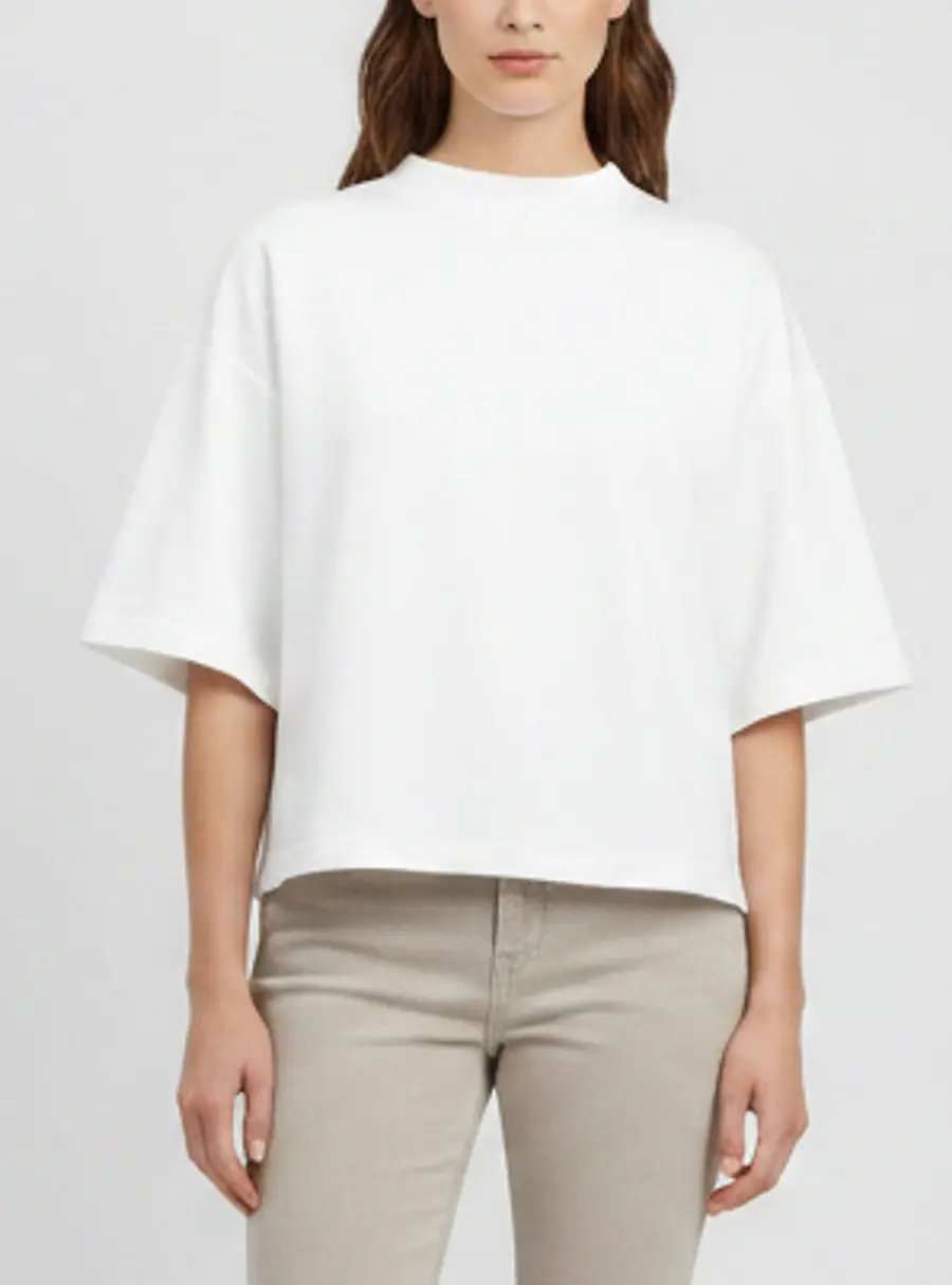 Alaïa White Jersey Asymmetric Boxy Crewneck T-Shirt S