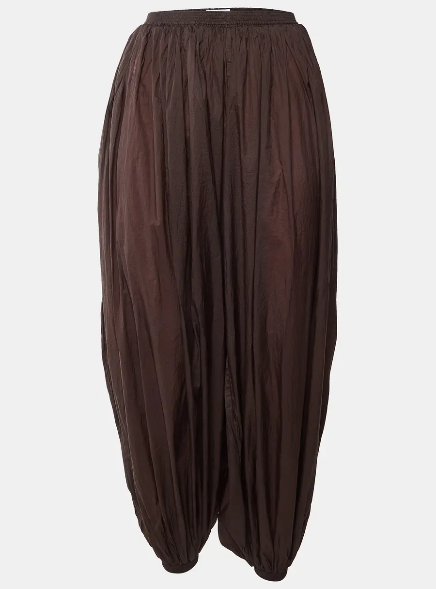 Alaia Brown Soft Nylon Crinkled Balloon Pants S