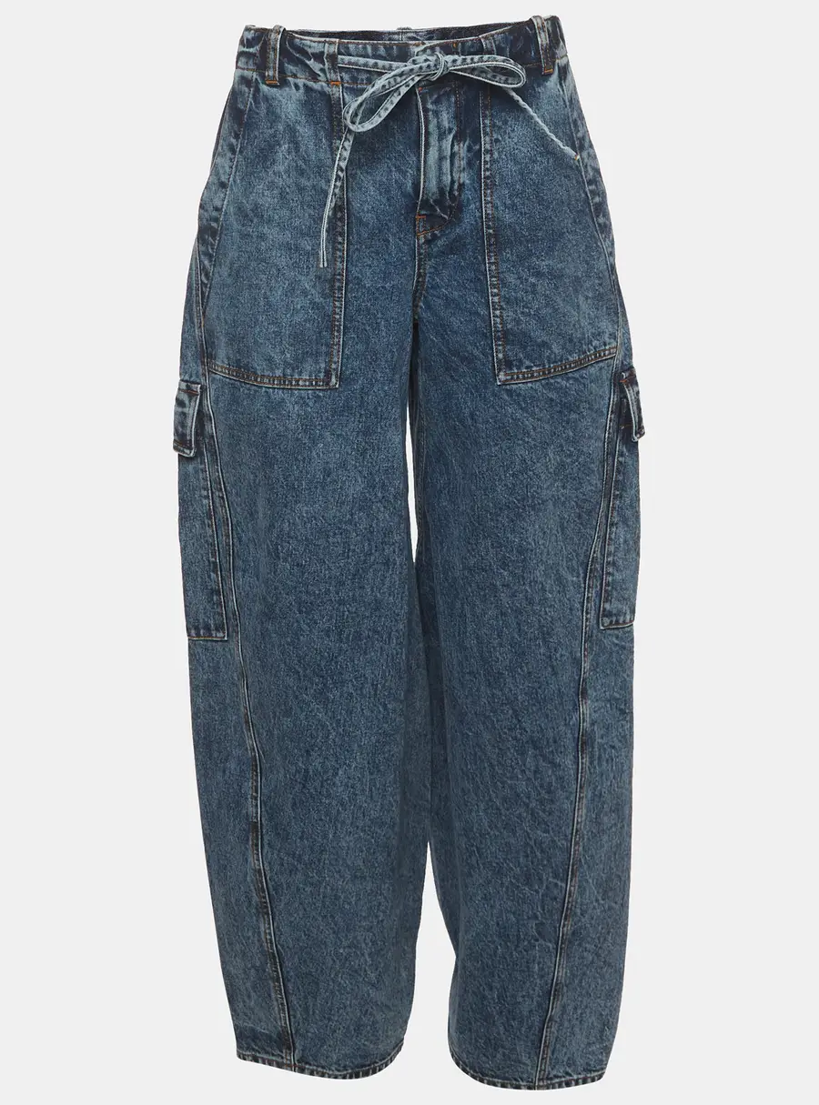 Alaia Blue Snow Denim Cargo Jeans S/Waist 29"
