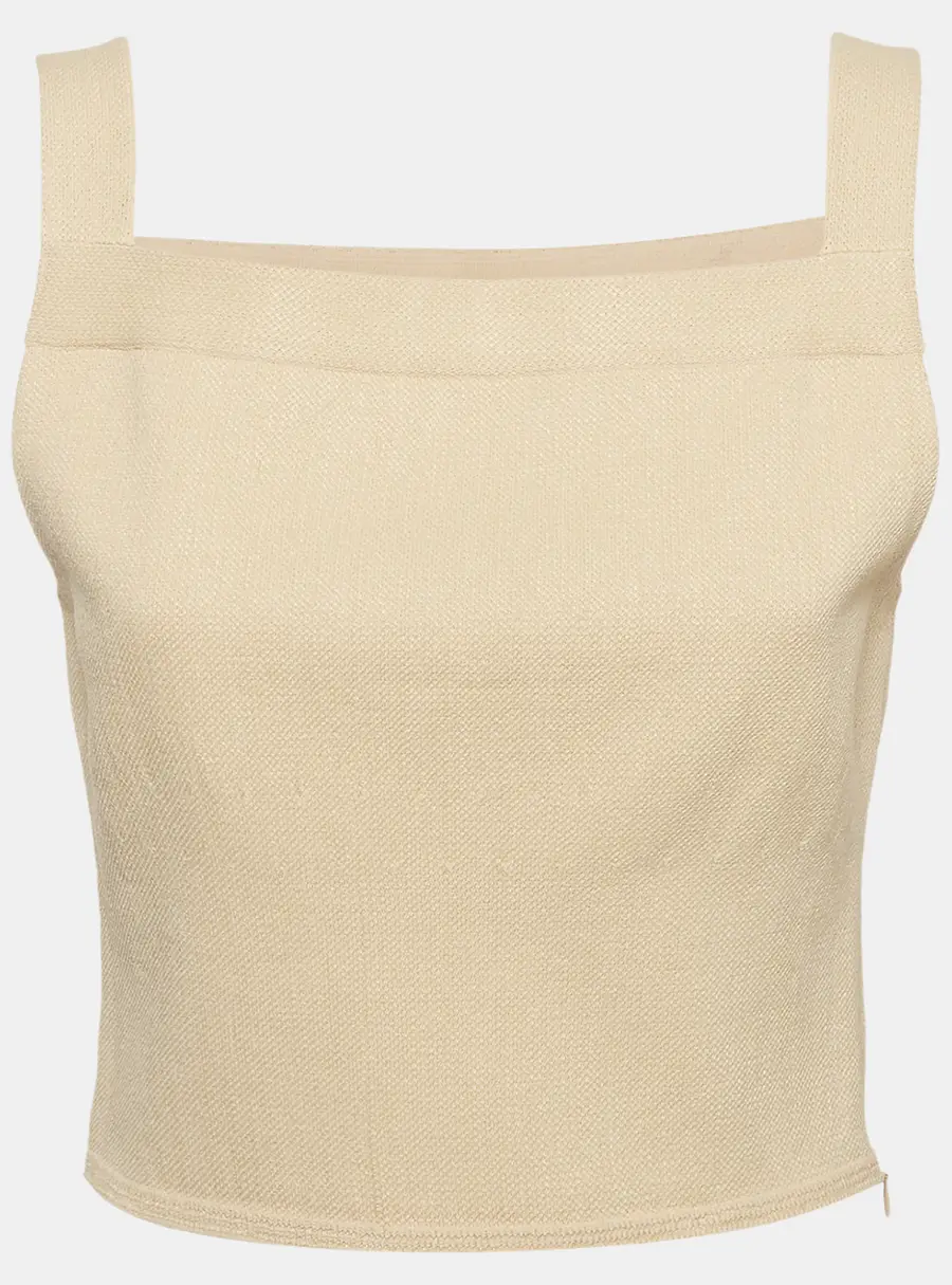 Alaia Beige Canvas Sleeveless Crop Top XS