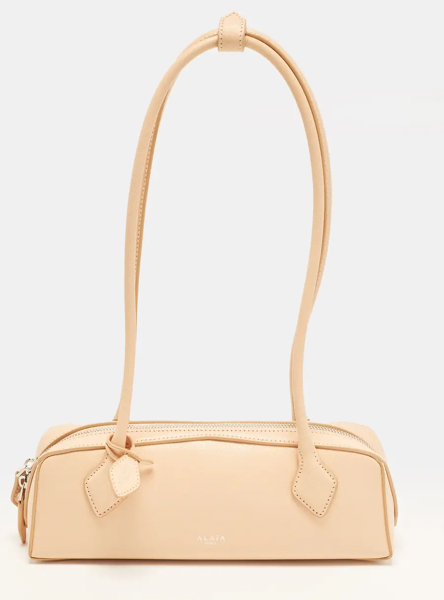 Alaia Le Teckel Medium Beige Leather Shoulder Bag