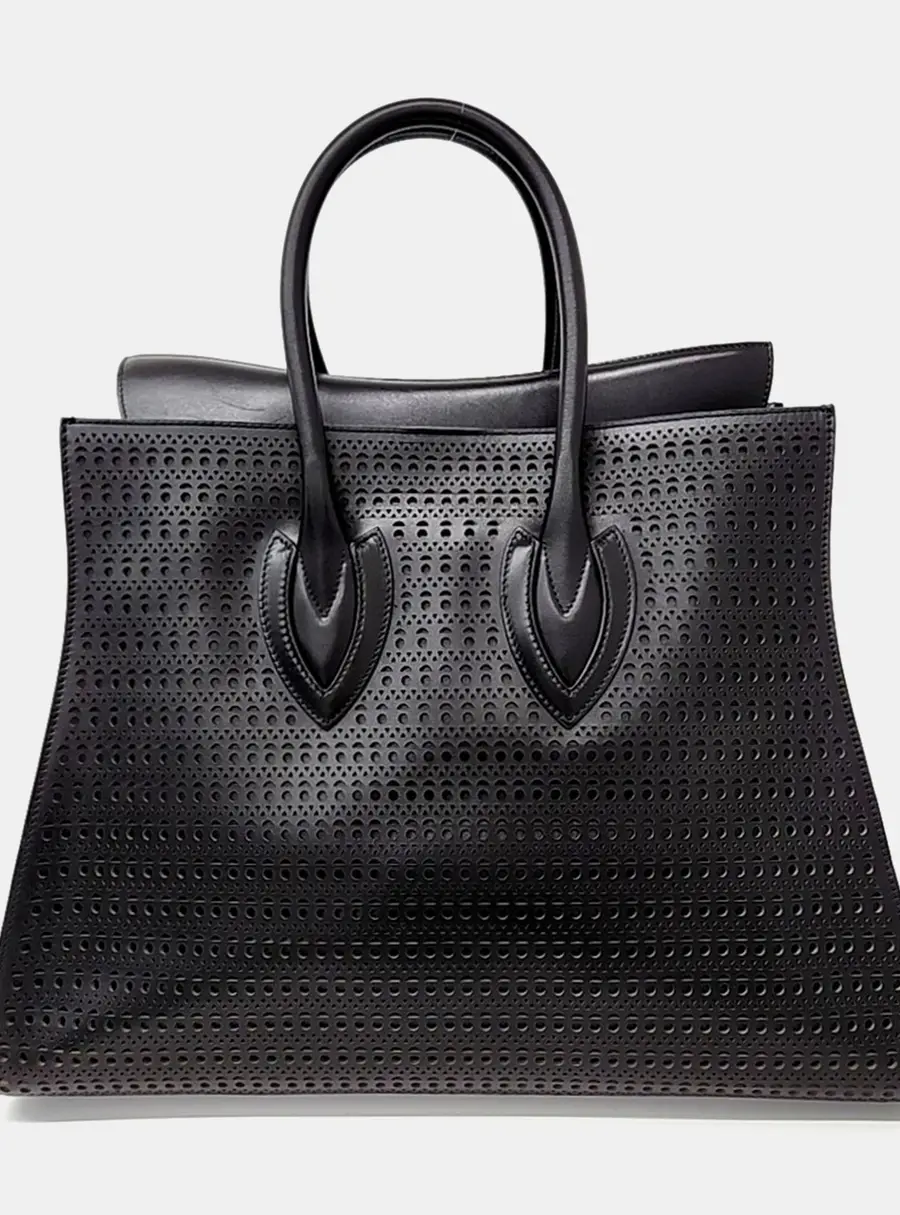 Alaïa Sidi 41 Black Perforated Leather Tote Bag