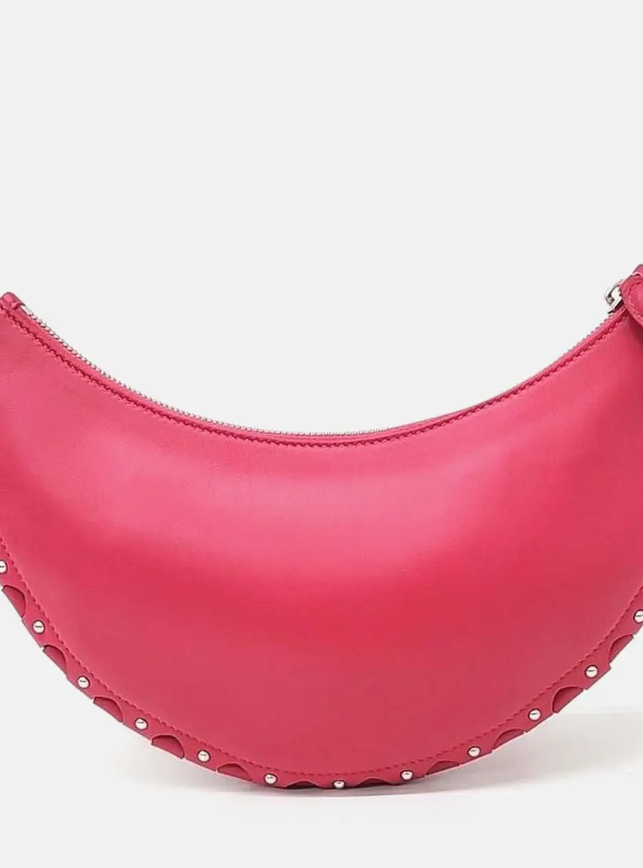 Ala&iuml;a Le Demi Lune Small Pink Lambskin Leather Shoulder Bag