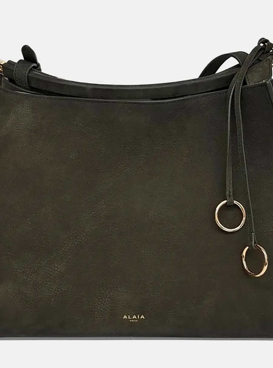 Alaia Le Click Medium Green Suede Leather Shoulder Bag
