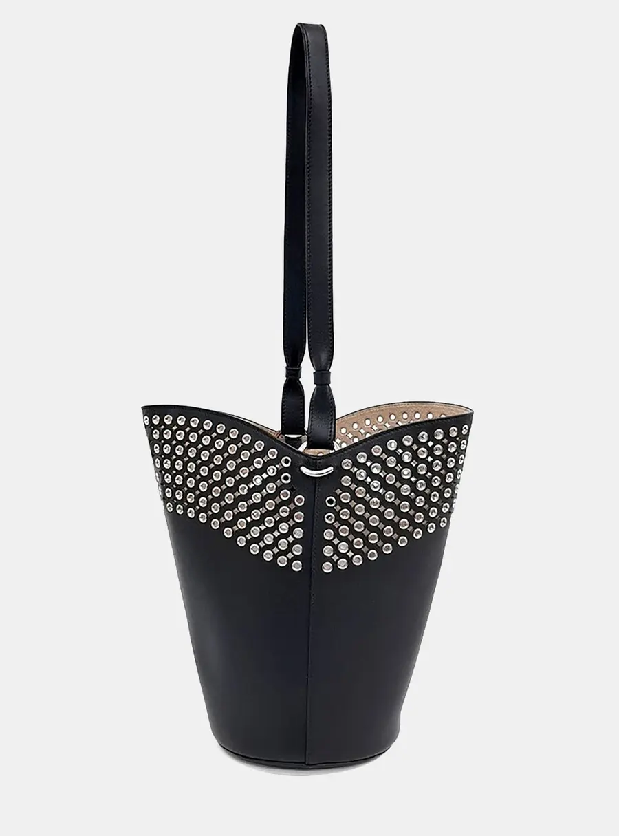 Alaia Black Leather Bucket Bag