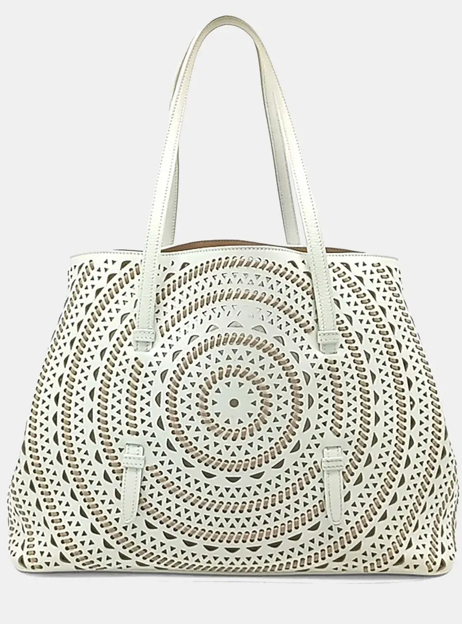 Alaia White Leather Laser-Cut Shoulder Bag
