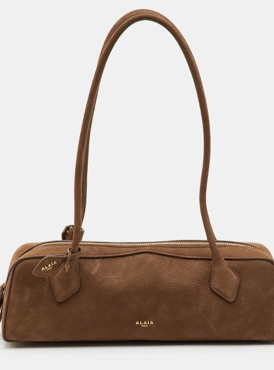 Alaia Le Teckel Medium Brown Nubuck Leather Shoulder Bag
