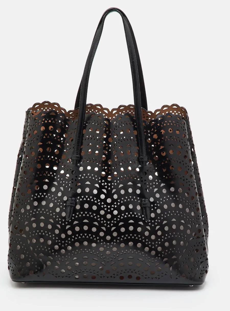 Alaia Mina Vienne Perforated Black Leather Tote