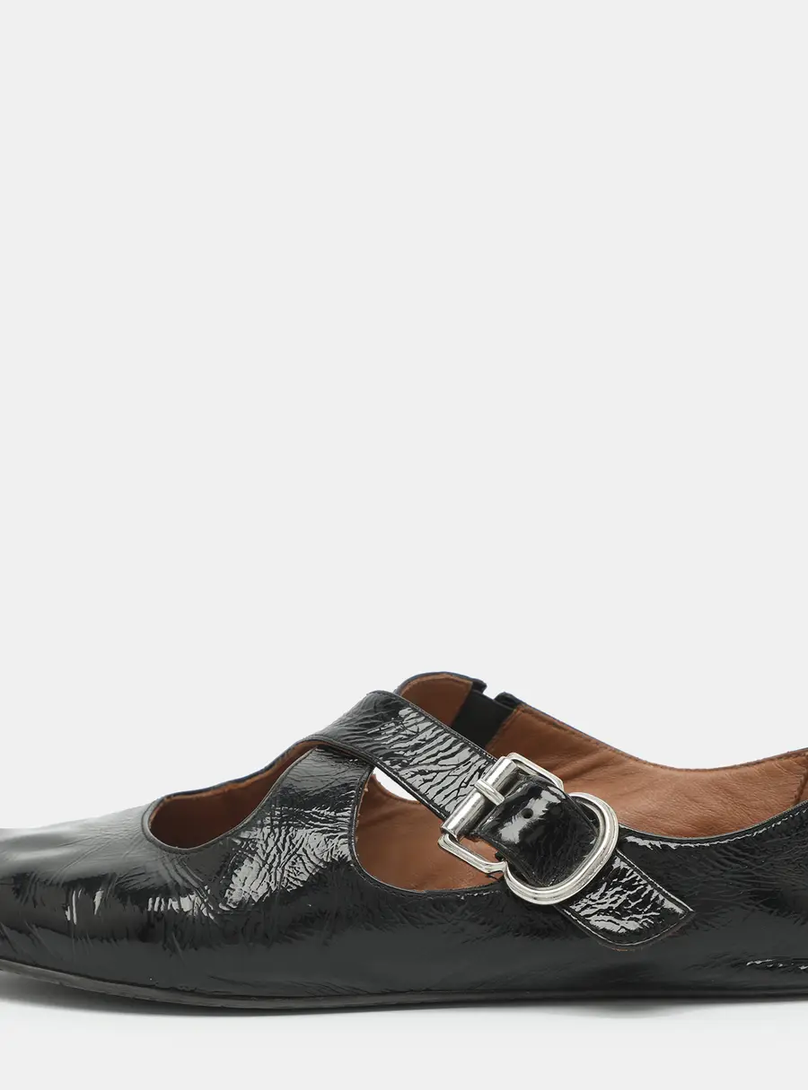 Alaia Size 38 Black Leather Criss Cross Ballet Flats