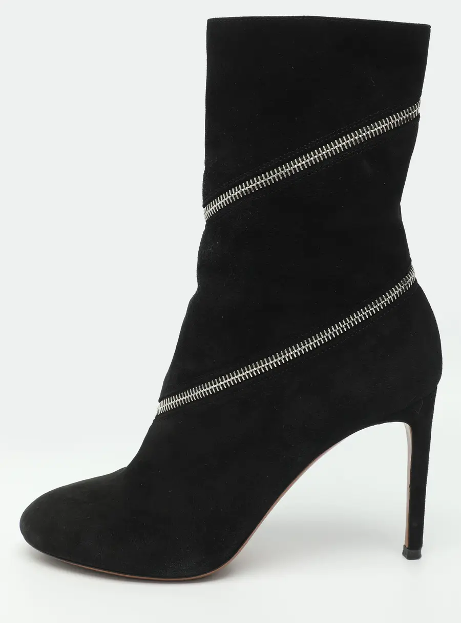 Alaia Size 39 Black Suede Zip Mid Calf Boots