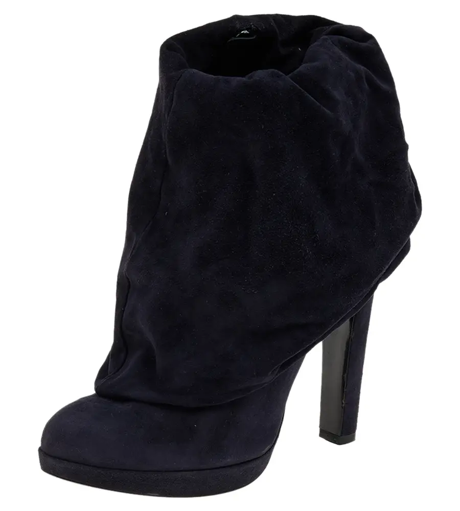 Alaia Navy Blue Suede Ankle Length Boots Size 38