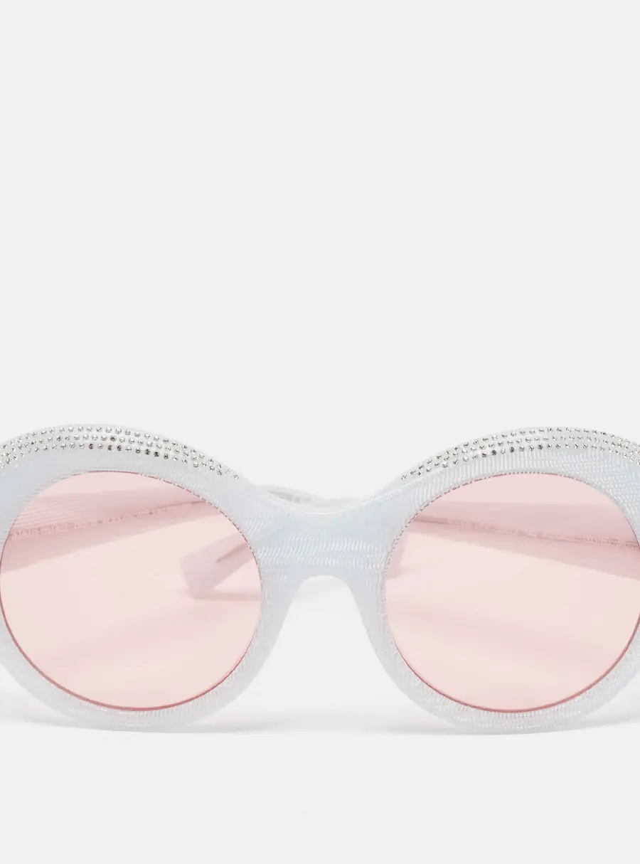 Alain Mikli x Alexandre Vauthier Light Blur/Pink Roselyn Crystals Round Sunglasses