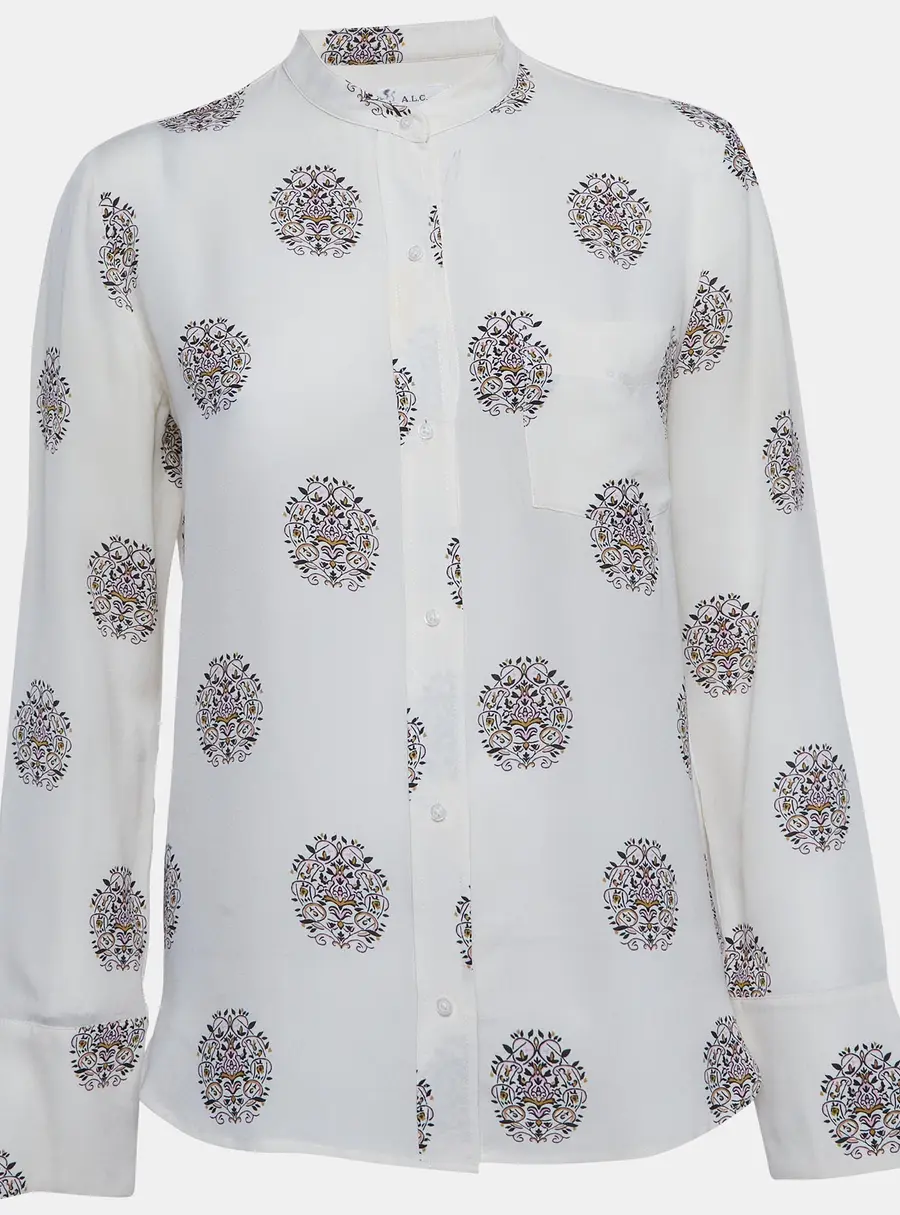 A.L.C Cream Floral Print Silk Julie Blouse S