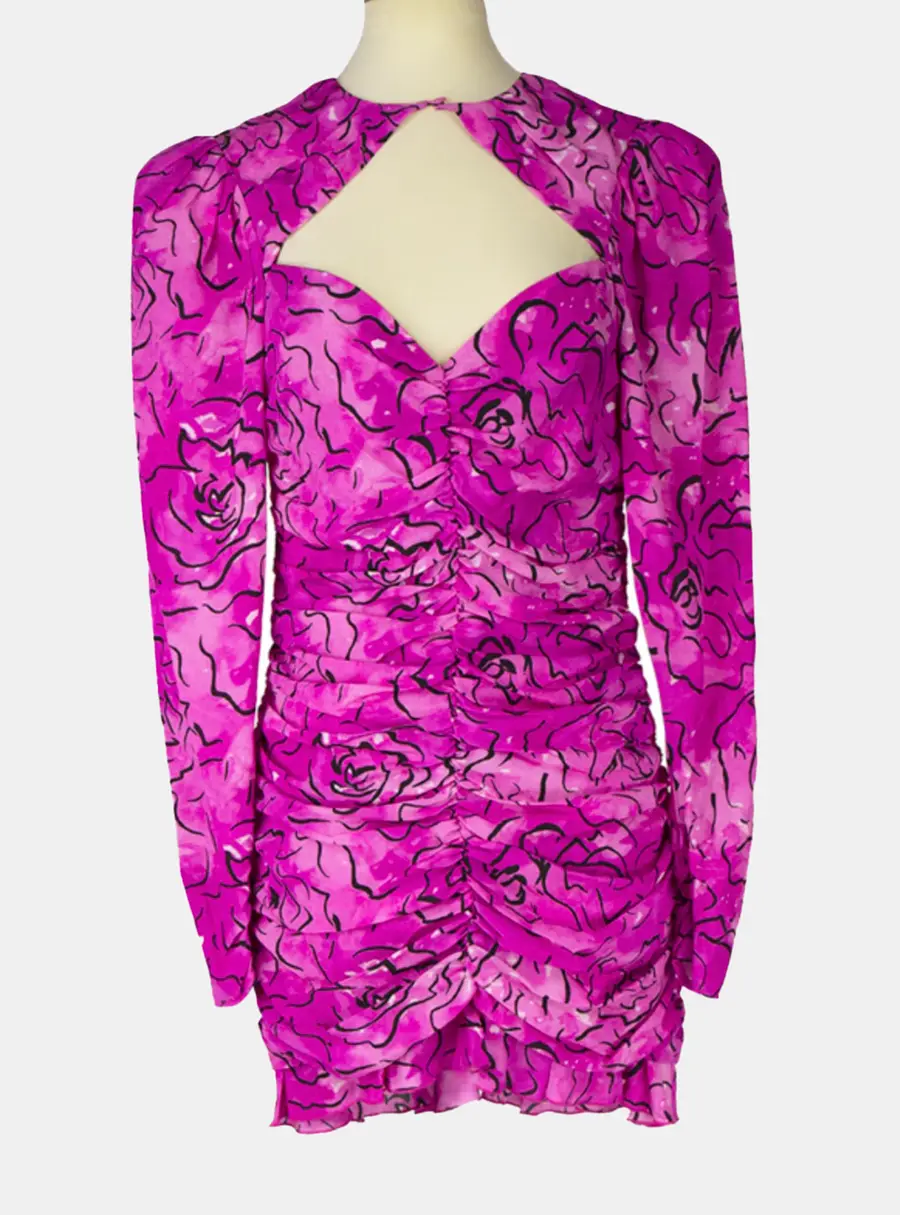 Alessandra Rich Pink Silk Women's Mini Dress M