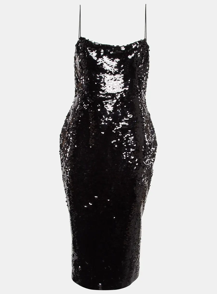 Alex Perry Black Sequin Sleeveless Dress M