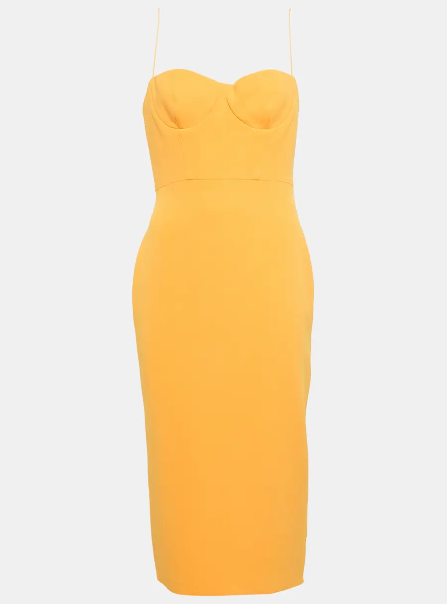 Alex Perry Orange Stretch Crepe Lee Midi Dress M