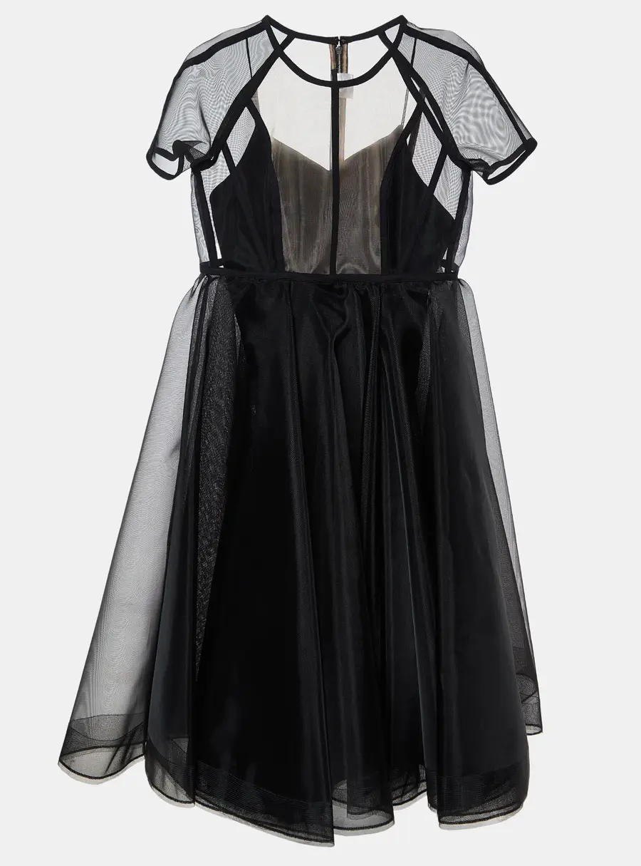Alex Perry Black Mesh Briony Gown L