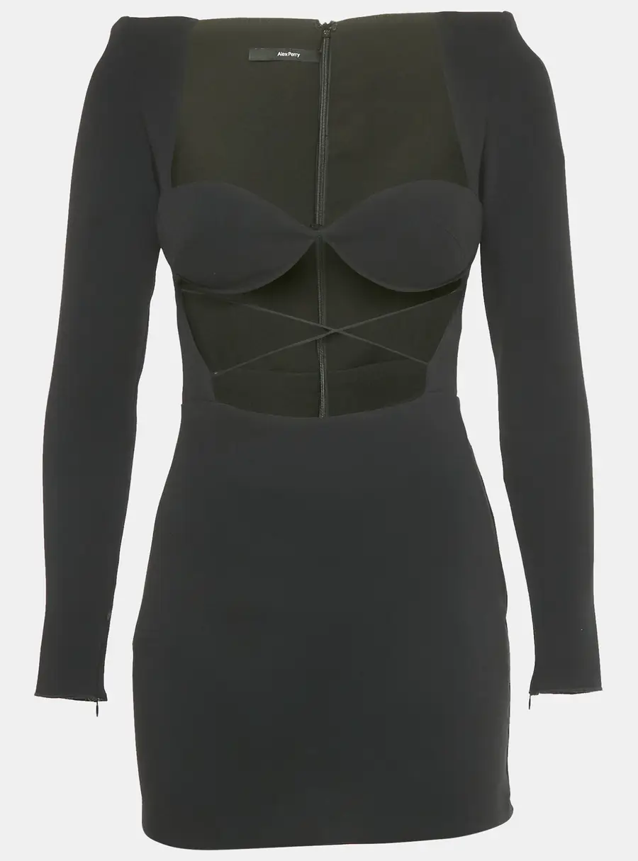 Alex Perry Black Crepe Cut -Out Mini Dress M