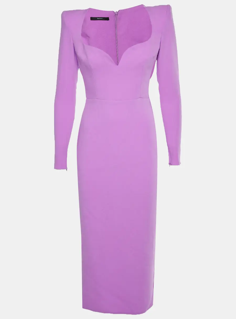 Alex Perry Purple Crepe Maren Curved Midi Dress M