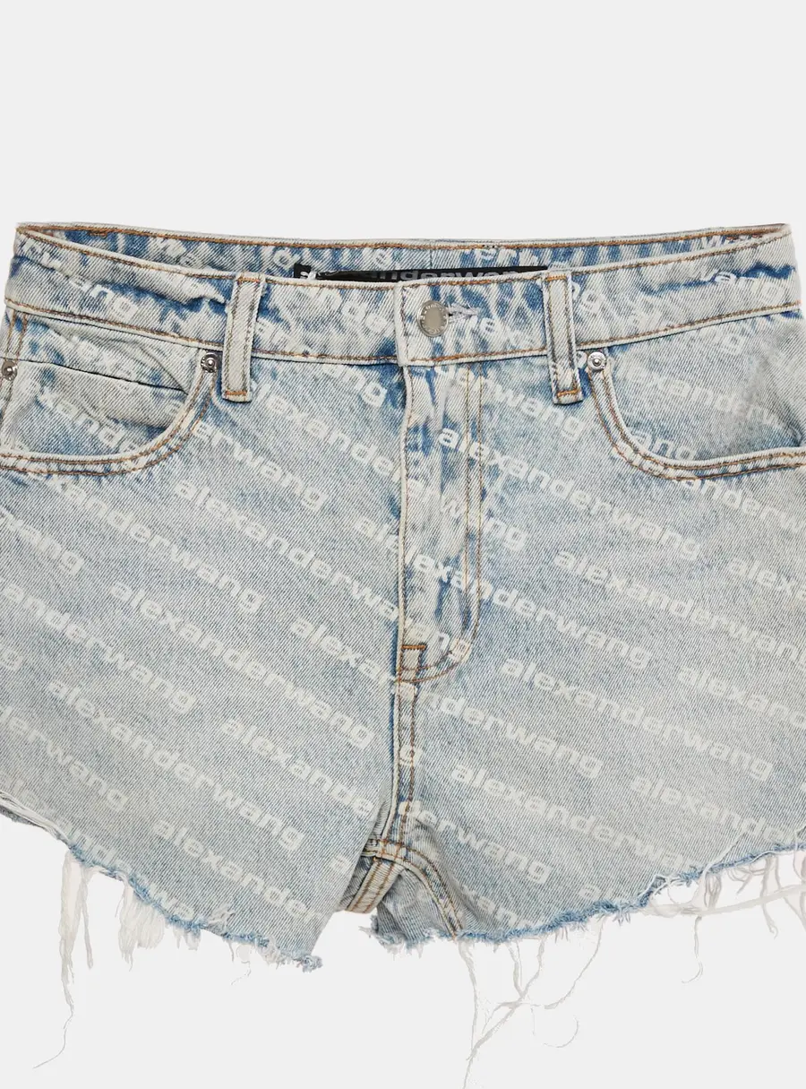 Alexander Wang Blue Denim Bite Highrise Shorts S/Waist 27"