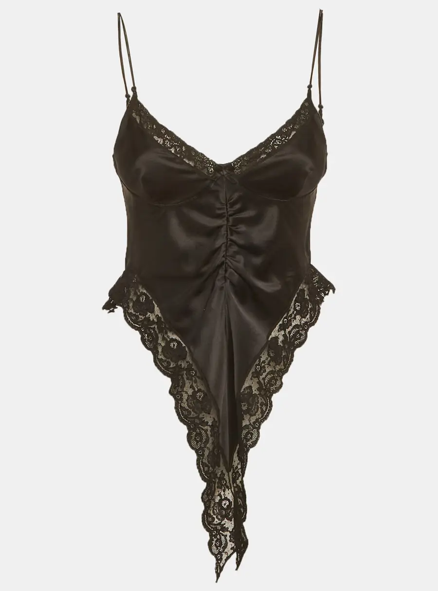 Alexander Wang Black Lace Trim Silk Lingerie Camisole S