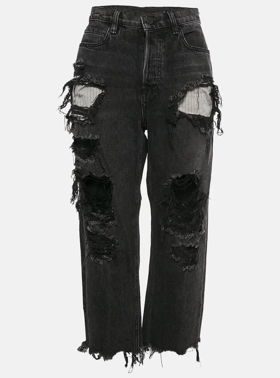 Denim X Alexander Wang Black Distressed Denim Rival Jeans M Waist 30"